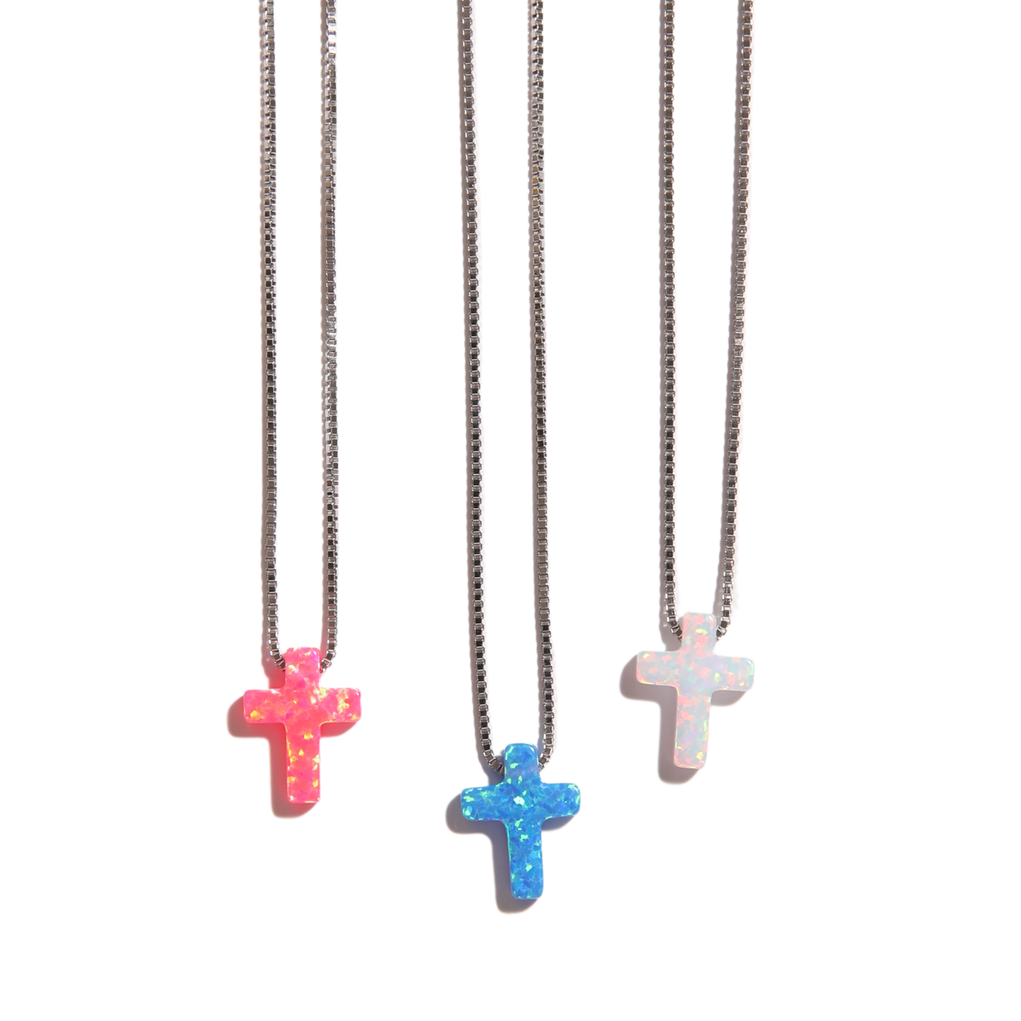 Sunday Brunch Mini Neon Fire Opal Cross Necklace