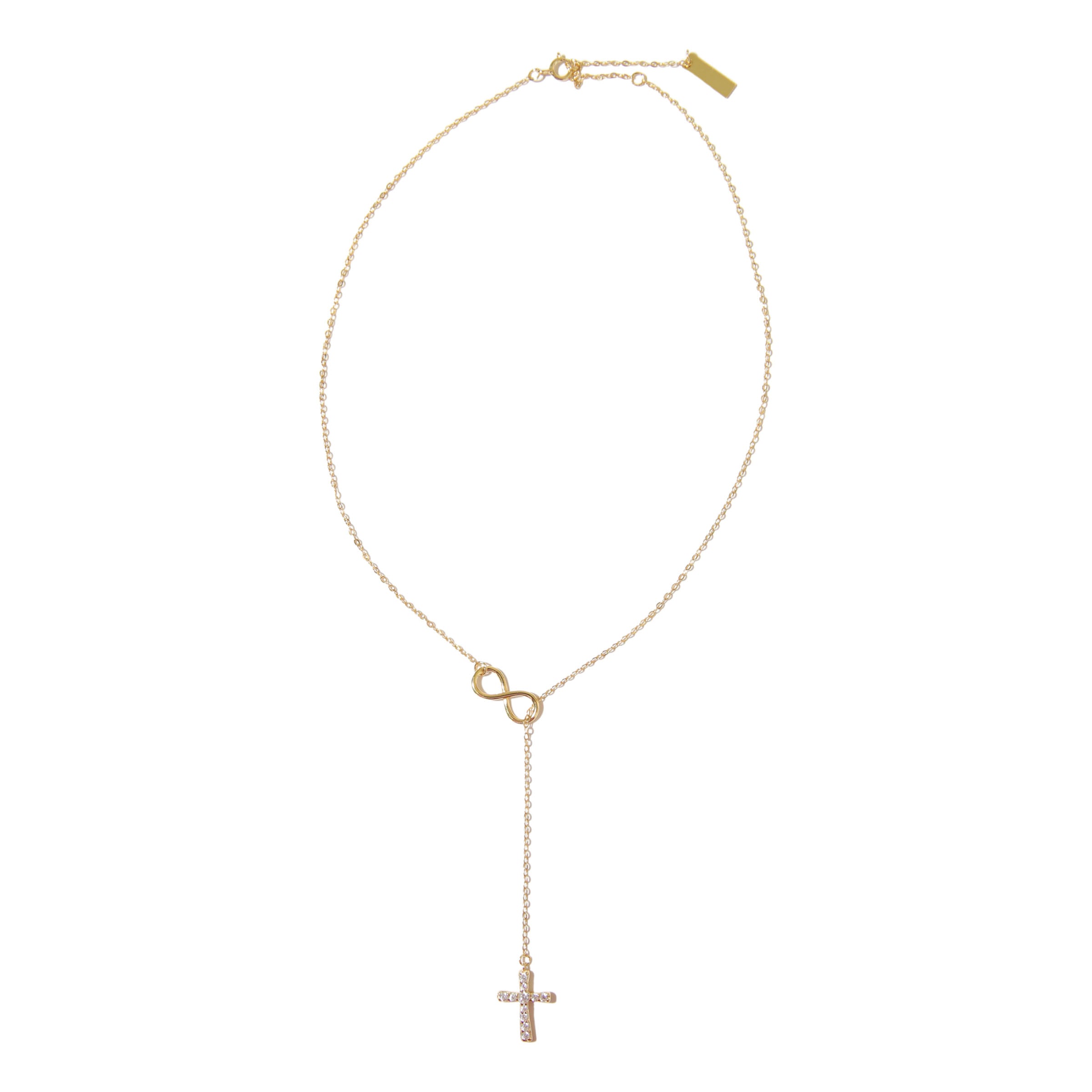 Happiness For Infinity 18k Gold Zircon Cross Necklace