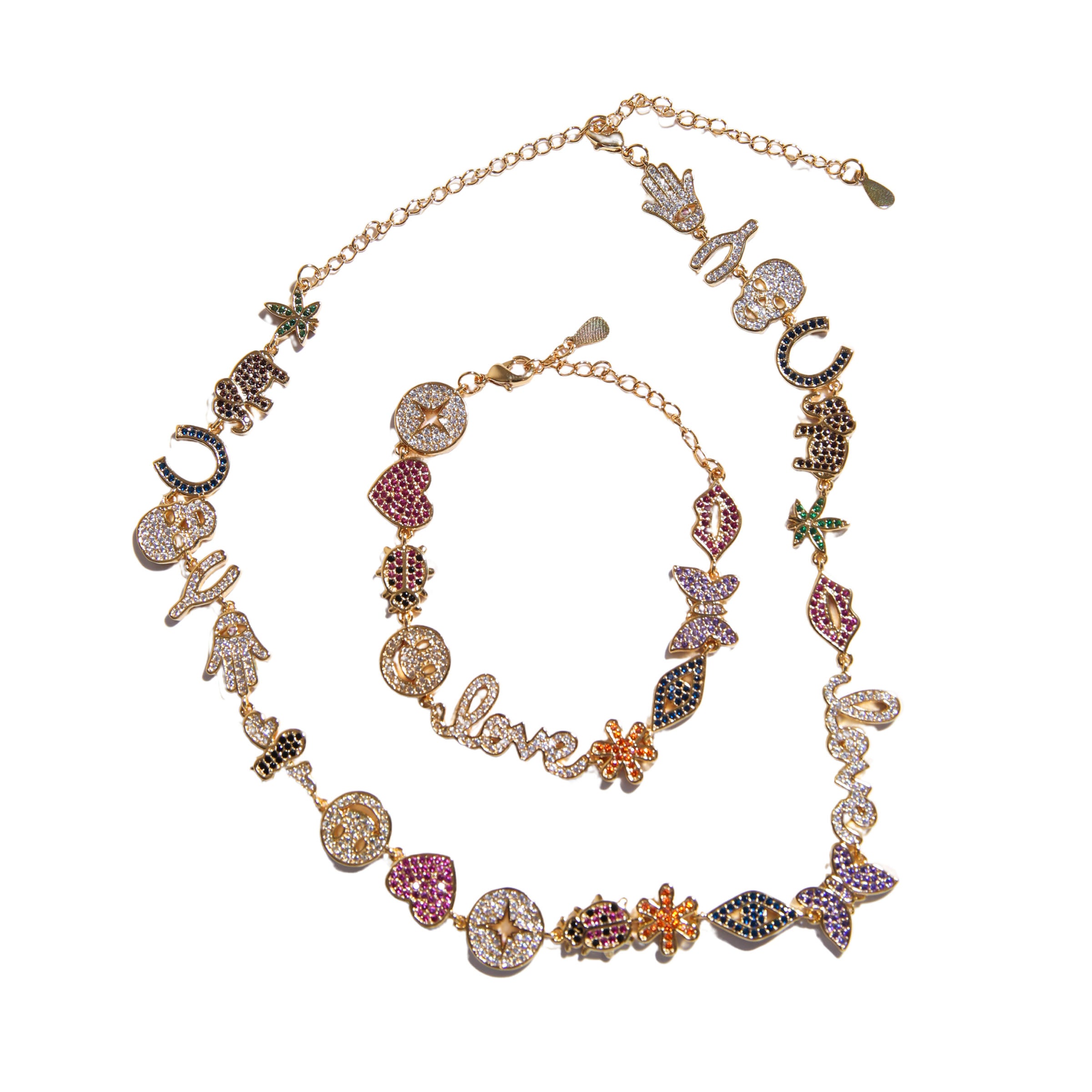 A Few of My Favorite Things Multi Charm Necklace and Bracelet Set